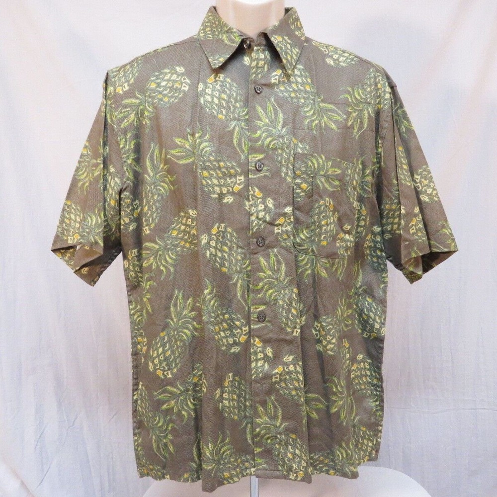 Untied Shirt Pineapple Print Button Up Short Sleeve Island Vibes Casual Size M